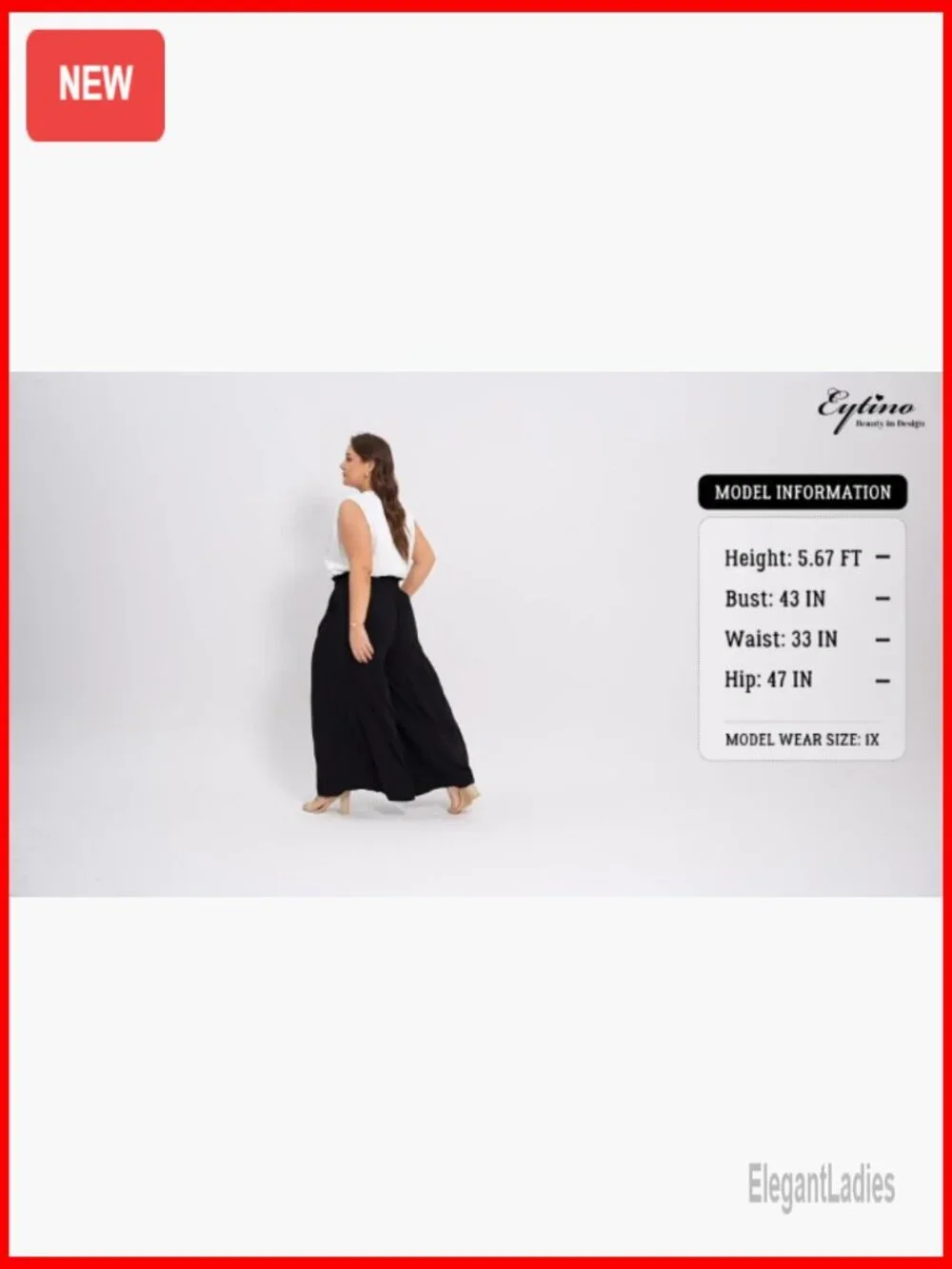 Plus Size Wide Leg Palazzo Pants Elastic High Waist with Pockets